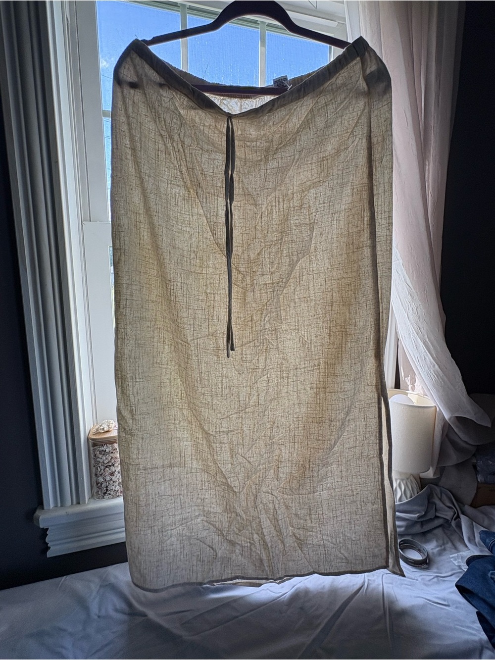 Lightweight Cream Linen Long Skirt